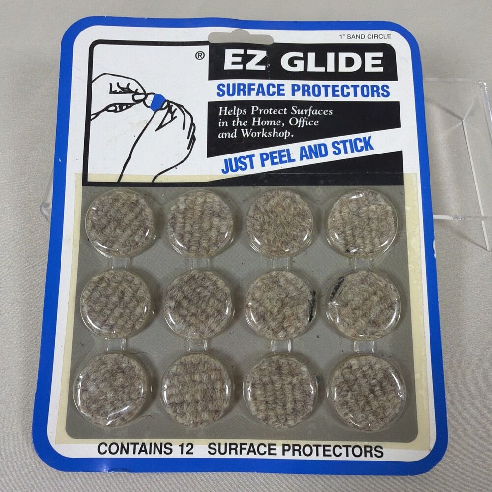 Vintage EZ Glide 1" Sand Circle Surface Protectors 12 Pack NOS Made USA